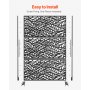 VEVOR Metal Privacy Screen, 47" W x 72" H, Outdoor Privacy Screens & Panels, Freestanding Outdoor Divider with Stand, 3-Panel Decorative Garden Steel Privacy Fence for Balcony Patio Indoor Room Black