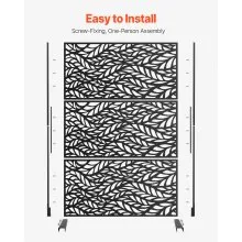 Metal Privacy Screen 47" x 72" Outdoor Privacy Screens & Panels for Patio Black