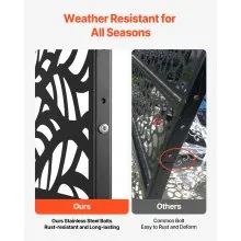 VEVOR Metal Privacy Screen, 47" W x 72" H, Outdoor Privacy Screens & Panels, Freestanding Outdoor Divider with Stand, 3-Panel Decorative Garden Steel Privacy Fence for Balcony Patio Indoor Room Black