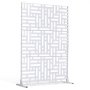 VEVOR Metal Privacy Screen, 47" W x 76" H Outdoor Privacy Screens 3-Panel, Freestanding Outdoor Divider with Stand, Decorative Garden Steel Privacy Fence for Balcony Patio Indoor Room Hot Tub White