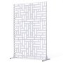 VEVOR Metal Privacy Screen, 47" W x 76" H Outdoor Privacy Screens 3-Panel, Freestanding Outdoor Divider with Stand, Decorative Garden Steel Privacy Fence for Balcony Patio Indoor Room Hot Tub White