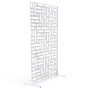 VEVOR Metal Privacy Screen, 47" W x 76" H Outdoor Privacy Screens 3-Panel, Freestanding Outdoor Divider with Stand, Decorative Garden Steel Privacy Fence for Balcony Patio Indoor Room Hot Tub White
