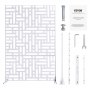 VEVOR Metal Privacy Screen, 47" W x 76" H Outdoor Privacy Screens 3-Panel, Freestanding Outdoor Divider with Stand, Decorative Garden Steel Privacy Fence for Balcony Patio Indoor Room Hot Tub White