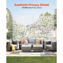 Metal Privacy Screen 47" x 76" Outdoor Privacy Screens & Panels for Patio White