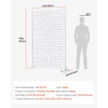 Metal Privacy Screen 47" x 76" Outdoor Privacy Screens & Panels for Patio White