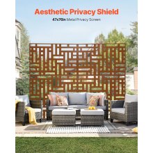 Metal Privacy Screen 47"x76" Outdoor Privacy Screens & Panels for Patio Brown