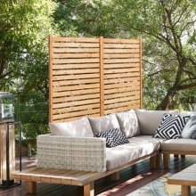 Wooden Privacy Screen 36" x 76" Freestanding Outdoor Privacy Screen for Patio