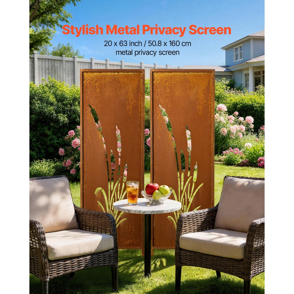 VEVOR Metal Privacy Screen, 50 x 160cm Freestanding Modern Privacy Fence, Garden Divider Panel with Extended Ground Stakes & Carbon Steel Plate, Freestanding Outdoor Divider for Garden, Indoor