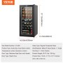 VEVOR 32-Bottle Wine Cooler Dual Zone Freestanding Refrigerator with LED Light