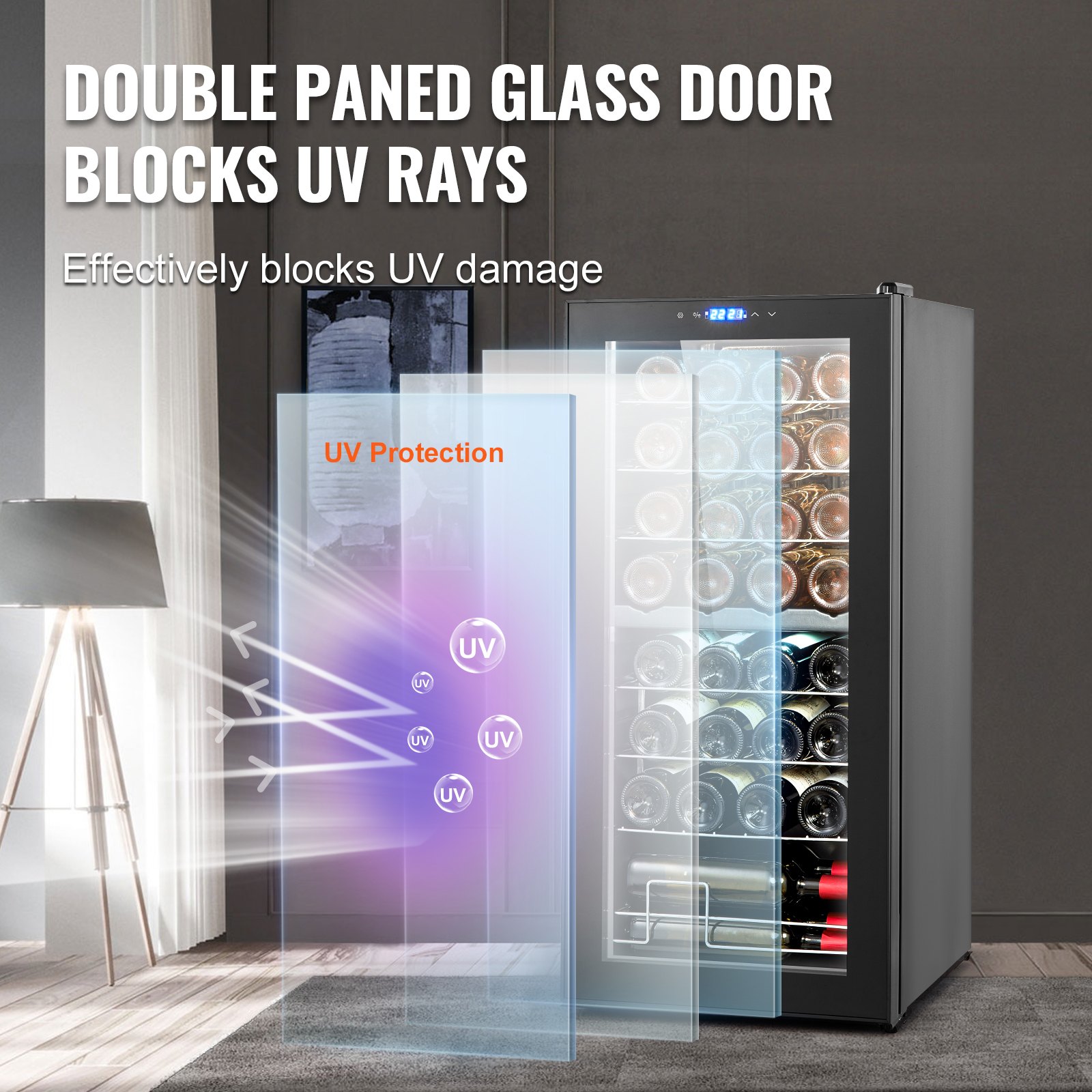 32-Bottle Wine Cooler Dual Zone Freestanding Refrigerator with LED Light 32-Bottle Wine Cooler Dual Zone Freestanding Refrigerator with LED Light