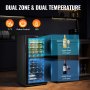 VEVOR 32-Bottle Wine Cooler Dual Zone Freestanding Refrigerator with LED Light