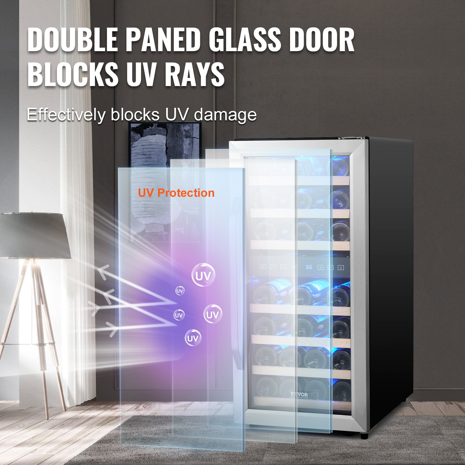 33-Bottle Wine Cooler Dual Zone Freestanding Refrigerator with LED Light 33-Bottle Wine Cooler Dual Zone Freestanding Refrigerator with LED Light