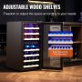 VEVOR 33-Bottle Wine Cooler Dual Zone Freestanding Refrigerator with LED Light