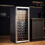 VEVOR 80-Bottle Wine Cooler, Dual Zone & Dual Temperature Wine Fridge, Freestanding Refrigerator with Circulating Air-cooling and Digital Control, Mirrored Glass Door with UV Protection, for Home Bar