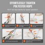 how to use the VEVOR rope puller to tighten polyester rope with a 16.9&quot; non-slip handle in five steps.