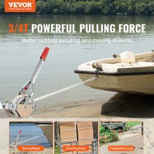 VEVOR Rope Puller, 3/4 Ton Pulling Capacity, with 30.48 m of 15 mm dia. Rope, 2 Hook, Come Along Winch, Heavy Duty Ratchet Power Puller Tool for Moving Boats, Securing Items, Transporting Logs