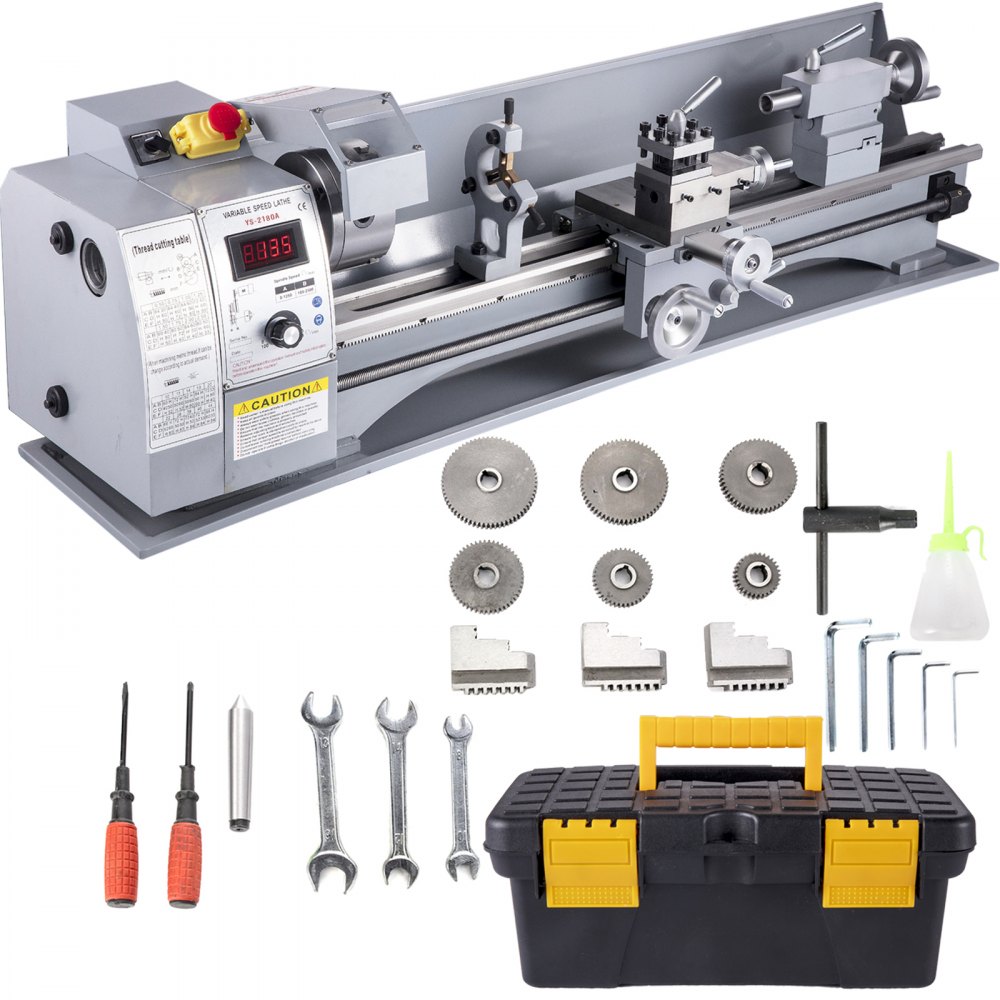 VEVOR Metal Lathe, 210x720 Mini Lathe Machine, 2500 RPM Variable Speed Change, 750W Precision Mini Lathe, Metal Working Lathe with Brushless Motor, Milling Machine for Various Metal Turning