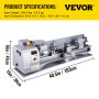 VEVOR Metal Lathe, 210x720 Mini Lathe Machine, 2500 RPM Variable Speed Change, 750W Precision Mini Lathe, Metal Working Lathe with Brushless Motor, Milling Machine for Various Metal Turning