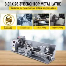 VEVOR Metal Lathe, 8.3 x 31.5 inch Mini Lathe Machine, 2500 RPM Variable Speed Change, 850W Precision Mini Lathe, Metal Working Lathe with Brushless Motor, Milling Machine for Various Metal Turning
