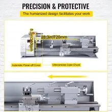VEVOR Metal Lathe, 8.3 x 31.5 inch Mini Lathe Machine, 2500 RPM Variable Speed Change, 850W Precision Mini Lathe, Metal Working Lathe with Brushless Motor, Milling Machine for Various Metal Turning