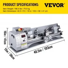 VEVOR Metal Lathe, 8.3 x 31.5 inch Mini Lathe Machine, 2500 RPM Variable Speed Change, 850W Precision Mini Lathe, Metal Working Lathe with Brushless Motor, Milling Machine for Various Metal Turning