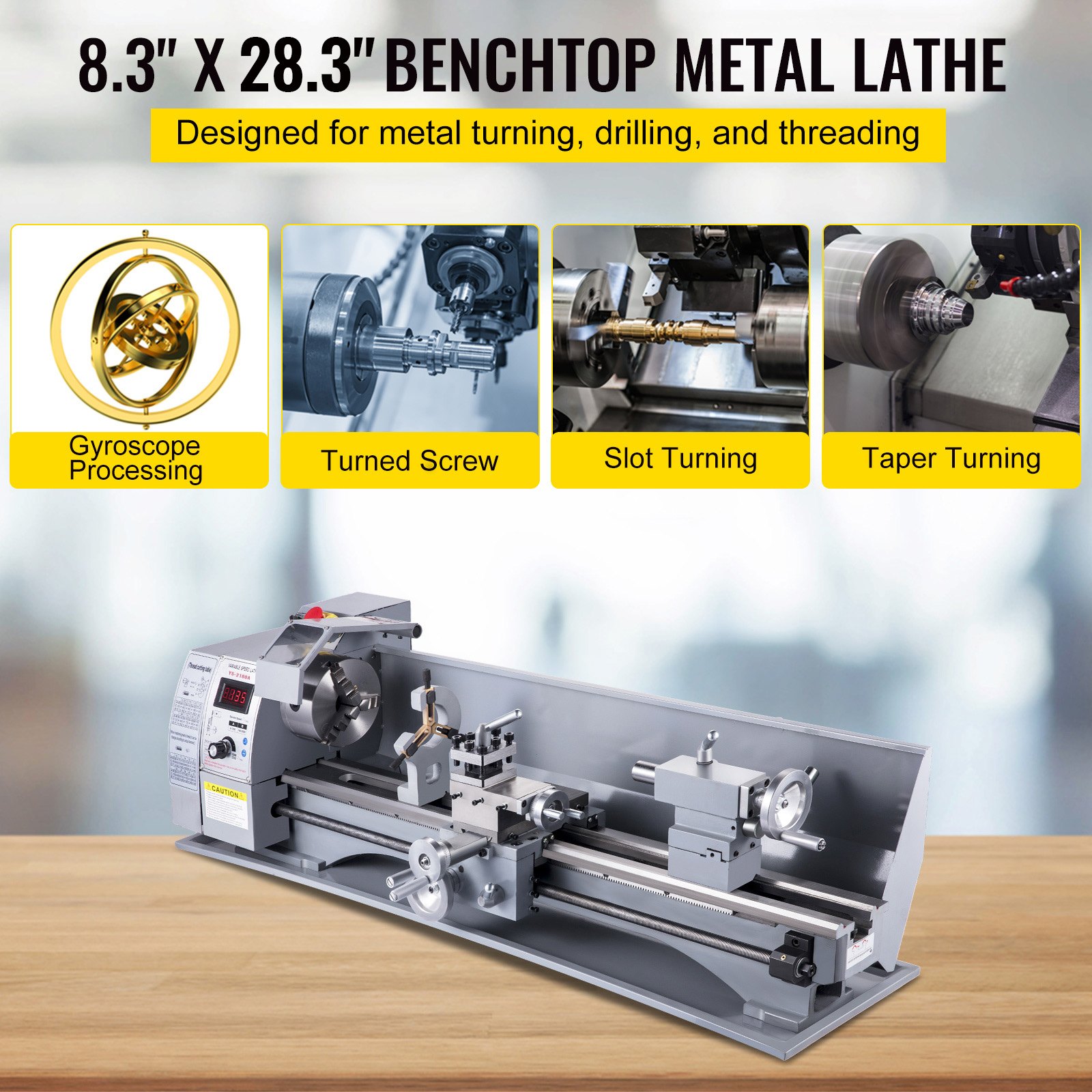 VEVOR Metal Lathe, 210x720 Mini Lathe Machine, 2500 RPM Variable Speed Change, 750W Precision Mini Lathe, Metal Working Lathe with Brushless Motor, Milling Machine for Various Metal Turning