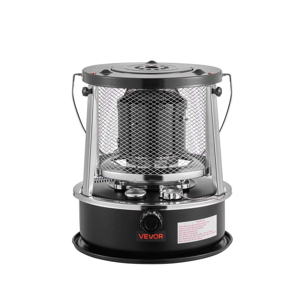 VEVOR 9000 BTU Portable Kerosene Heater & Stove, 2 in 1 Non-Electric Indoor Outdoor Heater with Adjustable Height & Flame & Easy Storage,for Camping, Hunting, Cooking, Home, Garage, Black