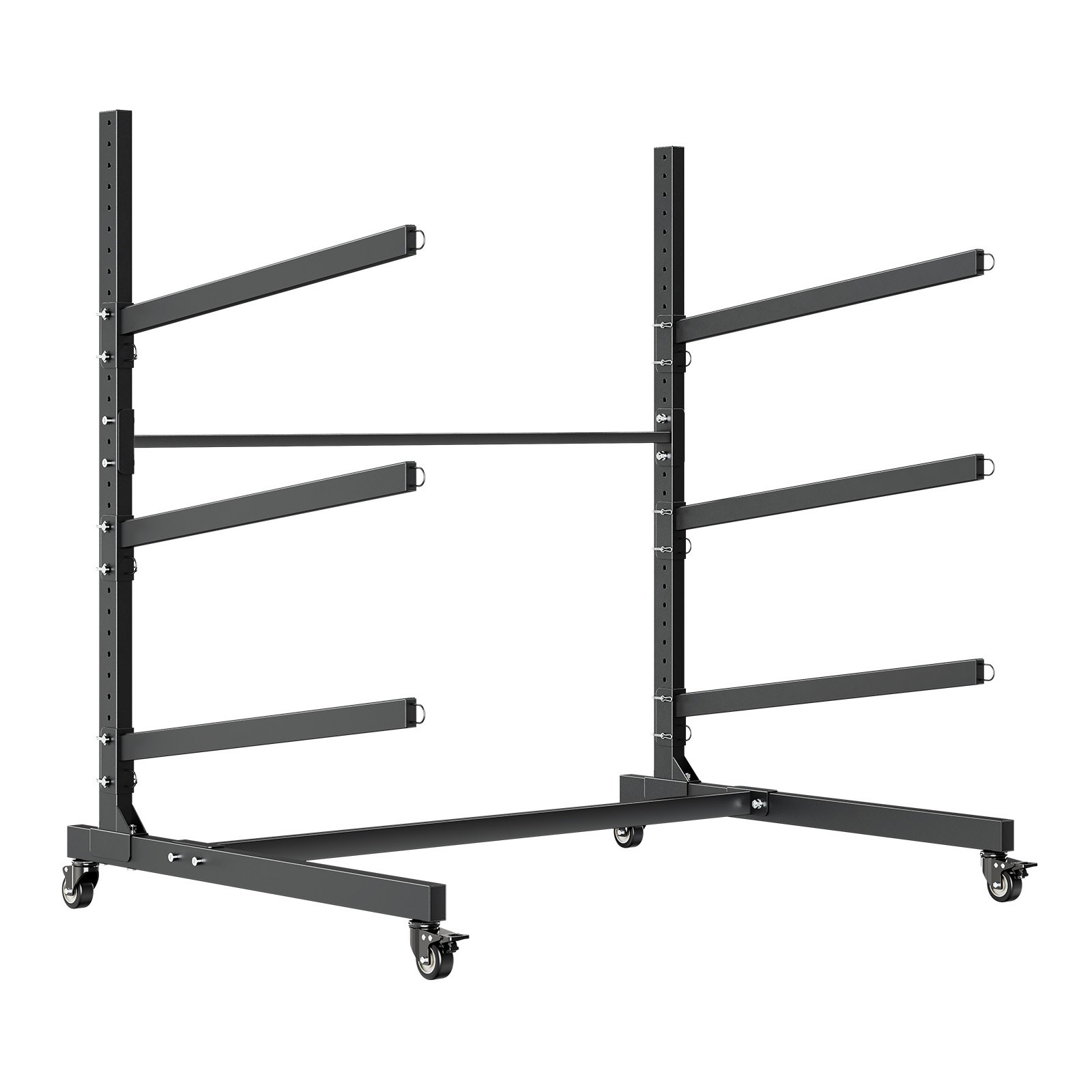 VEVOR Kayak Storage Rack for 3 Kayaks, Holds 90 kg, Heavy Duty Adjustable Freestanding Stand with Lockable Wheels for Indoor Outdoor Garage Shed Dock, Holder for Canoe, SUP, Surfboard & Paddleboard