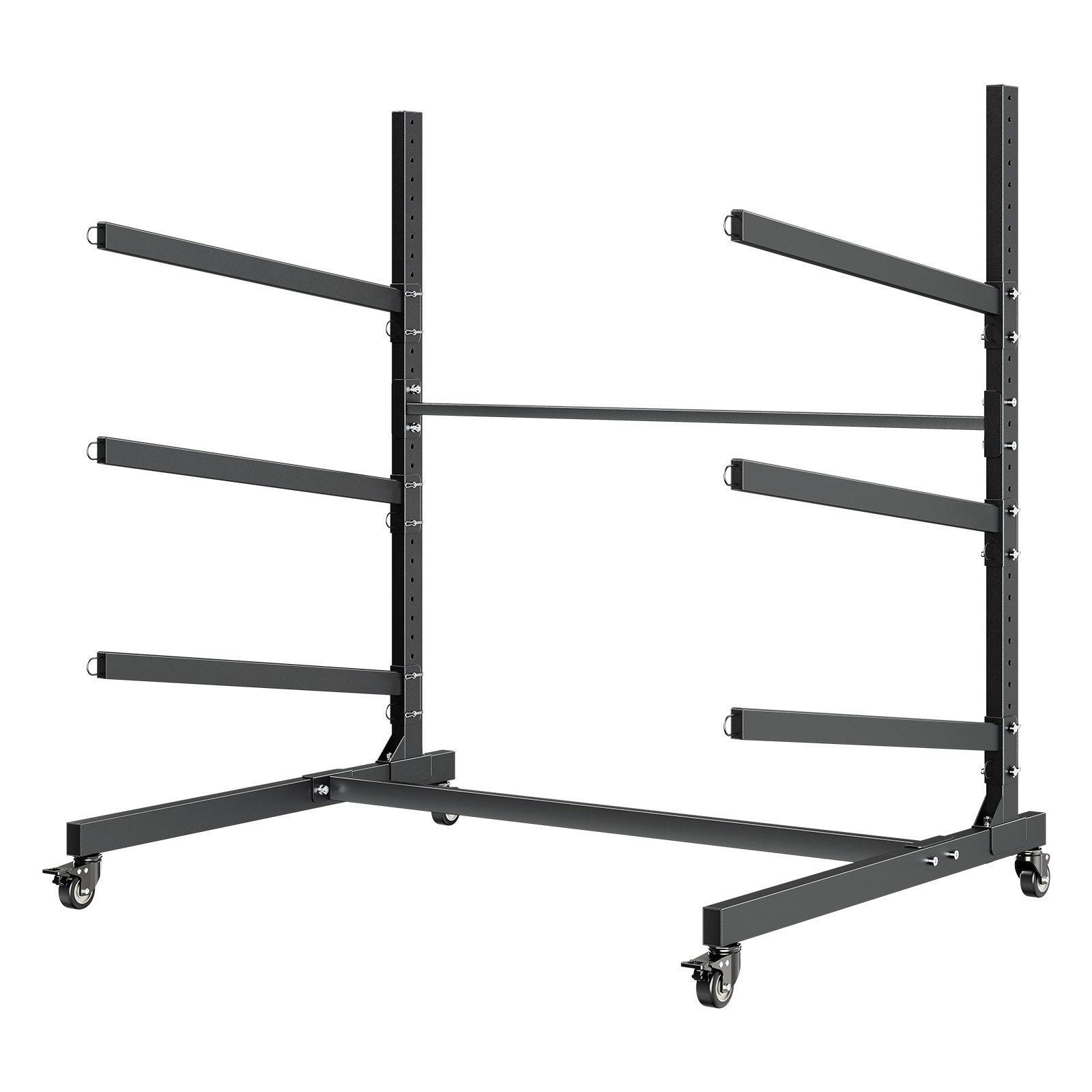 VEVOR Kayak Storage Rack for 3 Kayaks, Holds 90 kg, Heavy Duty Adjustable Freestanding Stand with Lockable Wheels for Indoor Outdoor Garage Shed Dock, Holder for Canoe, SUP, Surfboard & Paddleboard