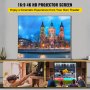 VEVOR Projector Screen, 110\" 16:9 4K/8K Ultra HDR, Pull Up Projector Screen, Portable Floor-Rising Projection Screen, Indoor Outdoor Movie Screen w/ Storage Bag for Home Backyard Theater Office