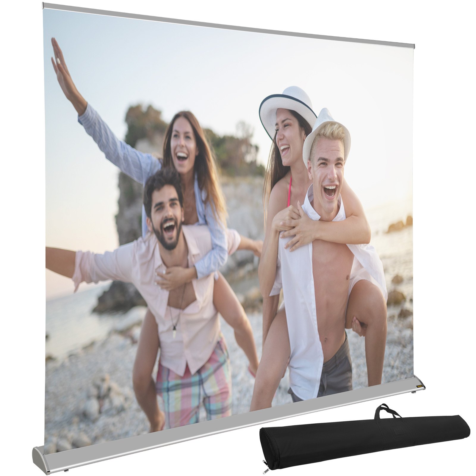 VEVOR Projector Screen, 110" 16:9 4K/8K Ultra HDR, Pull Up Projector Screen, Portable Floor-Rising Projection Screen, Indoor Outdoor Movie Screen w/ Storage Bag for Home Backyard Theater Office