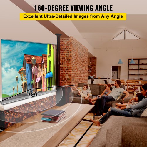 VEVOR Projector Screen, 120" 16:9, Manual Pull Up Projector Screen, Portable Floor-Rising Screen 4K/8K Ultra HDR, Indoor Outdoor Movie Screen w/ Storage Bag for Home Backyard Theater Office