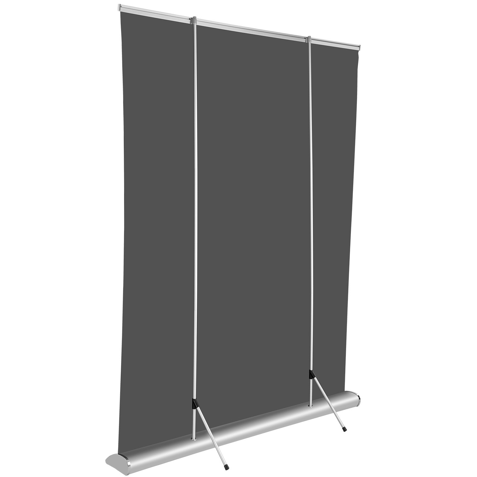 VEVOR projector screen with stand and black backdrop.