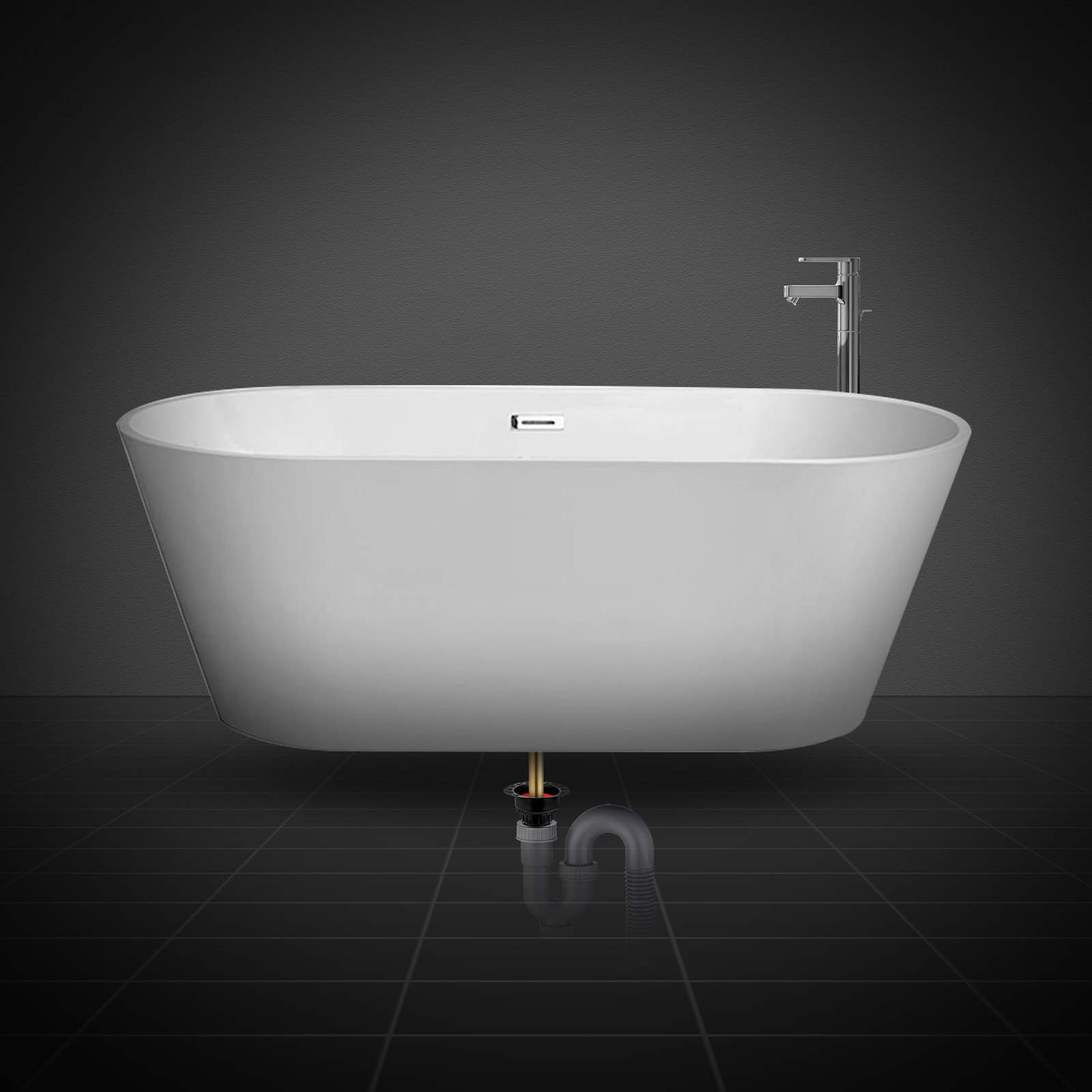 VEVOR ABS Freestanding Tub Drain Kit, 2 Brass Tail Pipes, Bathtub Drain Rough-in Kit, with ABS Adapter of Tailpiece, Compatible with Freestanding Bathtubs, Floor Mounted Bathtubs and Island Bathtubs