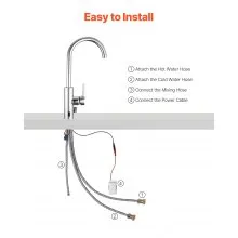 VEVOR Touchless Kitchen Bar Sink Faucet, Single Handle Automatic Motion Sensor Bathroom Faucet, Hands-Free Adjustable Cold Hot Water Mixer Flexible Swivel for 9/16 in Pipe,Chrome Plated Silver