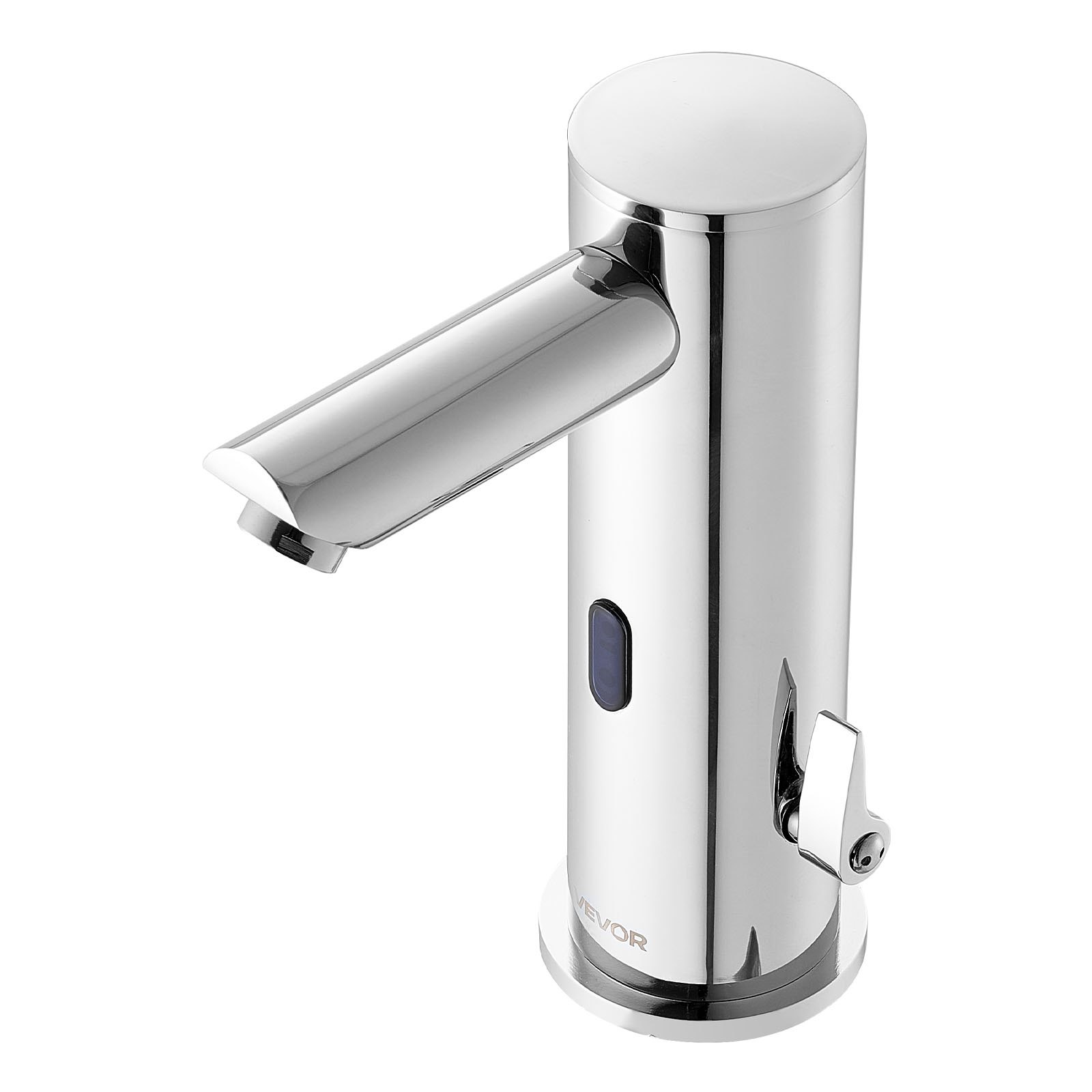 VEVOR Touchless Bathroom Sink Faucet, Automatic Motion Sensor Restroom Toilet Faucet, Hands Free Adjustable Cold Hot Single Handle Water Mixer Battery Operated for 9.5 mm Pipe,Brushed Nickel Silver