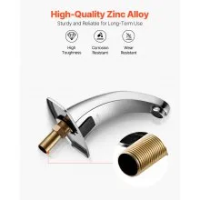 VEVOR Touchless Bathroom Sink Faucet, Automatic Motion Sensor Restroom Toilet Faucet Cold Water with Hole Cover Plate, Battery Operated for 14.3mm Pipe Commercial Lavatory,Chrome Plated Silver,G233M