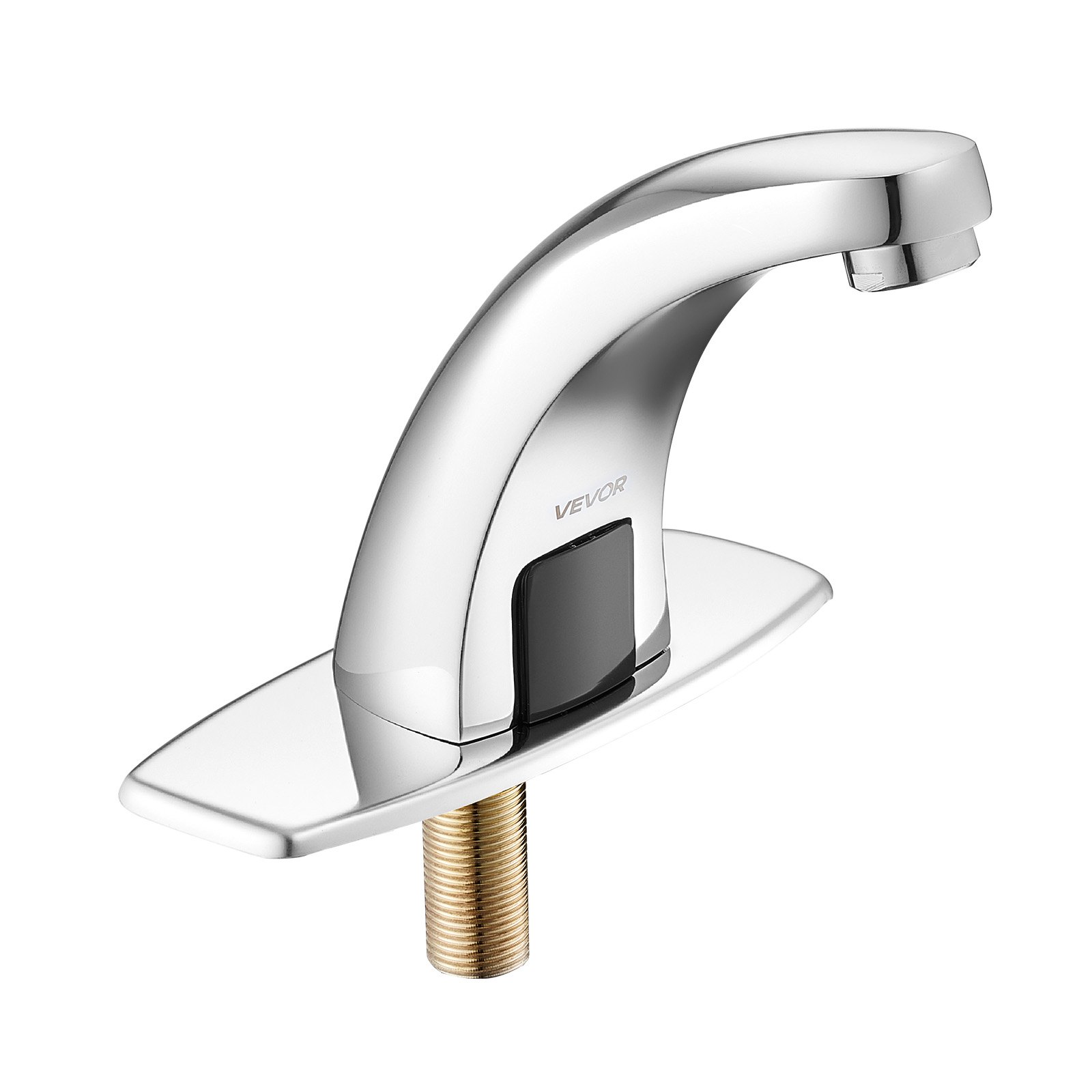 VEVOR Touchless Bathroom Sink Faucet, Automatic Motion Sensor Restroom Toilet Faucet Cold Water with Hole Cover Plate, Battery Operated for 9.5 mm Pipe Commercial Lavatory,Chrome Plated Silver,G233