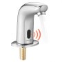 VEVOR Touchless Bathroom Sink Faucet, Automatic Motion Sensor Restroom Toilet Faucet Cold Water with Hole Cover Plate, Battery Operated for 14.3mm Pipe Commercial Lavatory,Chrome Plated Silver G112M