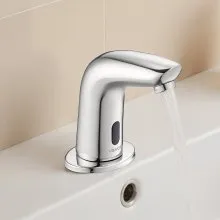 VEVOR Touchless Bathroom Sink Faucet, Automatic Motion Sensor Restroom Toilet Faucet Cold Water with Hole Cover Plate, Battery Operated for 14.3mm Pipe Commercial Lavatory,Chrome Plated Silver G112M