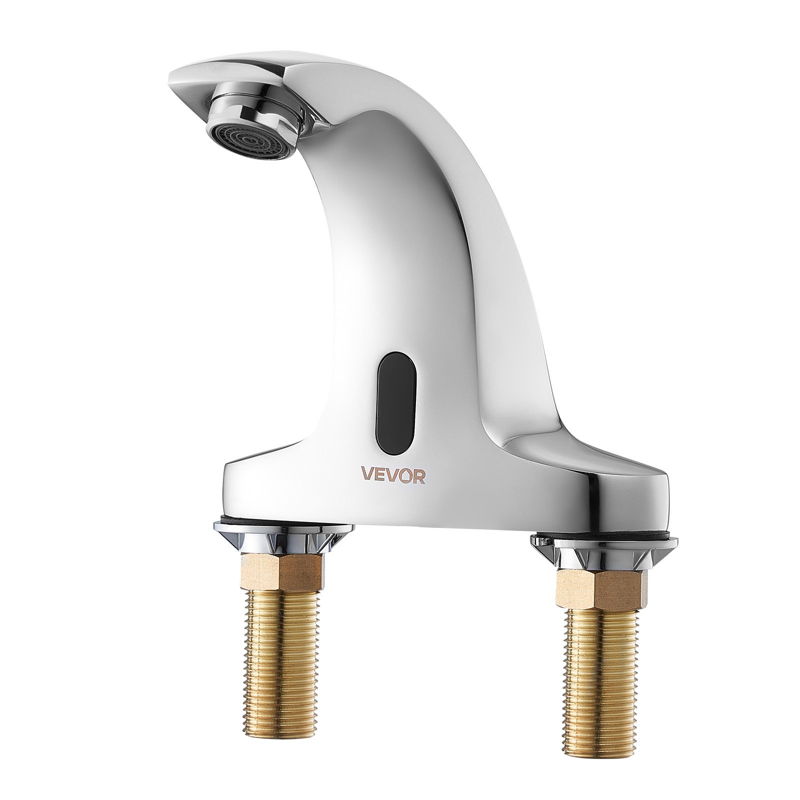 VEVOR Touchless Bathroom Sink Faucet, Automatic Motion Sensor Restroom Toilet Faucet Cold Water with Hole Cover Plate, Battery Operated for 14.3mm Pipe Commercial Lavatory,Chrome Plated Silver