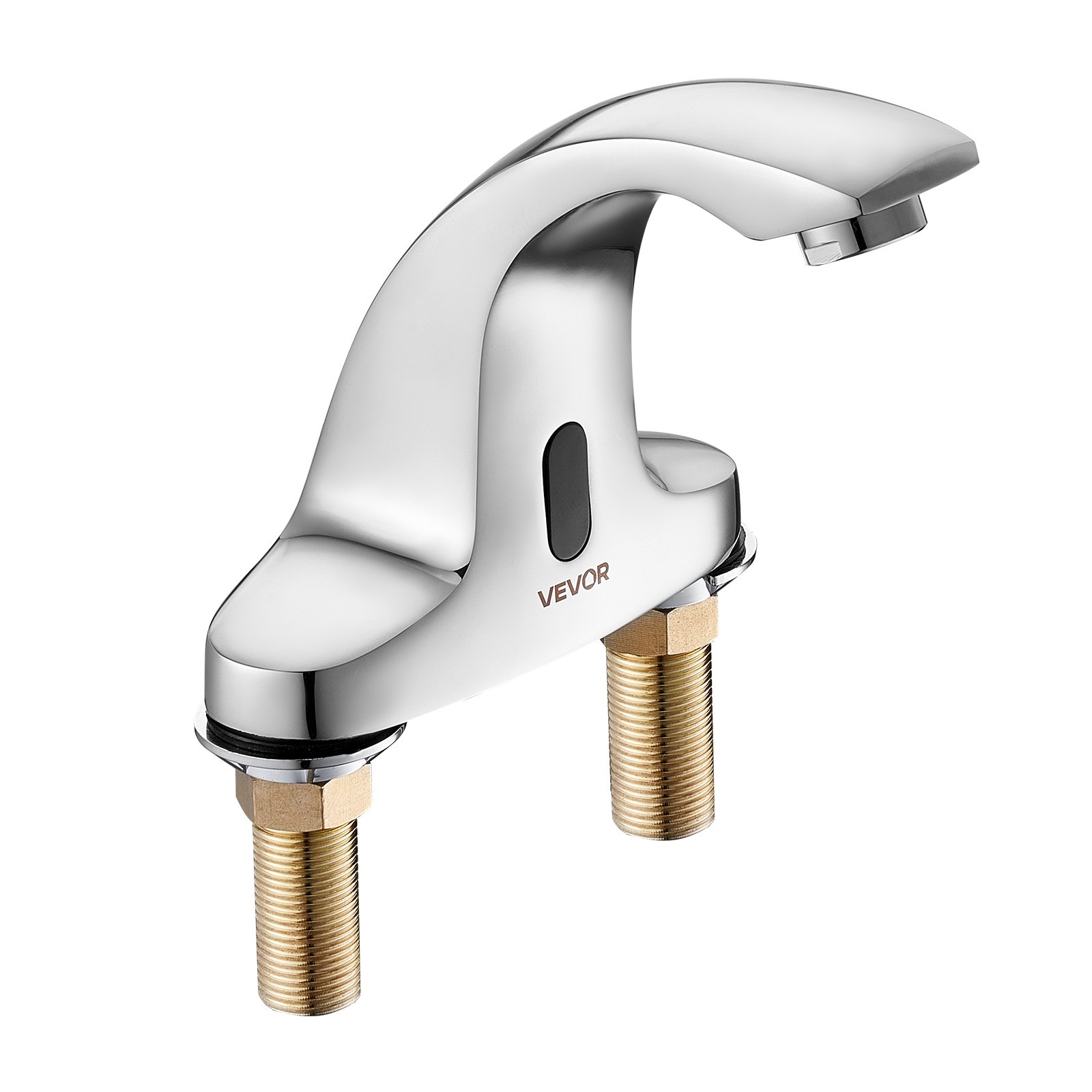 VEVOR Touchless Bathroom Sink Faucet, Automatic Motion Sensor Restroom Toilet Faucet Cold Water with Hole Cover Plate, Battery Operated for 14.3mm Pipe Commercial Lavatory,Chrome Plated Silver