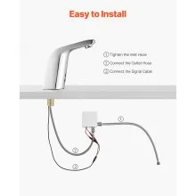 VEVOR Touchless Bathroom Sink Faucet, Automatic Motion Sensor Restroom Toilet Faucet Cold Water with Single Hole, Battery Operated for 14.3mm Pipe Commercial Lavatory,Chrome Plated Silver