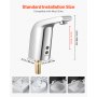 VEVOR Touchless Bathroom Sink Faucet, Automatic Motion Sensor Restroom Toilet Faucet Cold Water with Single Hole, Battery Operated for 9.5 mm Pipe Commercial Lavatory,Chrome Plated Silver