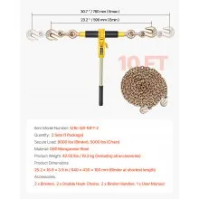 VEVOR Ratchet Chain Binder 5/16 in x 10 ft G80 Chains Load Binder for Hauling