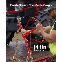 VEVOR Ratchet Chain Binder 3/8 in x 10 ft G80 Chains Load Binder for Hauling