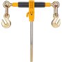 VEVOR ratchet chain binder with yellow metal hooks and handle.