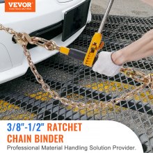 VEVOR Ratchet Chain Binder 2PCS, 3/8"-1/2" Heavy Duty Load Binders, med G80 kæder 12000 lbs Sikker belastningsgrænse, arbejdsbesparende anti-skrid håndtag, Tie Down Hauling Chain Binders for Flatbed Truck Trailer