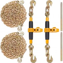 VEVOR Ratchet Chain Binder 2PCS, 3/8"-1/2" Heavy Duty Load Binders, with G80 Chains 12000 lbs Secure Load Limit, Labor-saving Anti-skid Handle, Tie Down Hauling Chain Binders for Flatbed Truck Trailer
