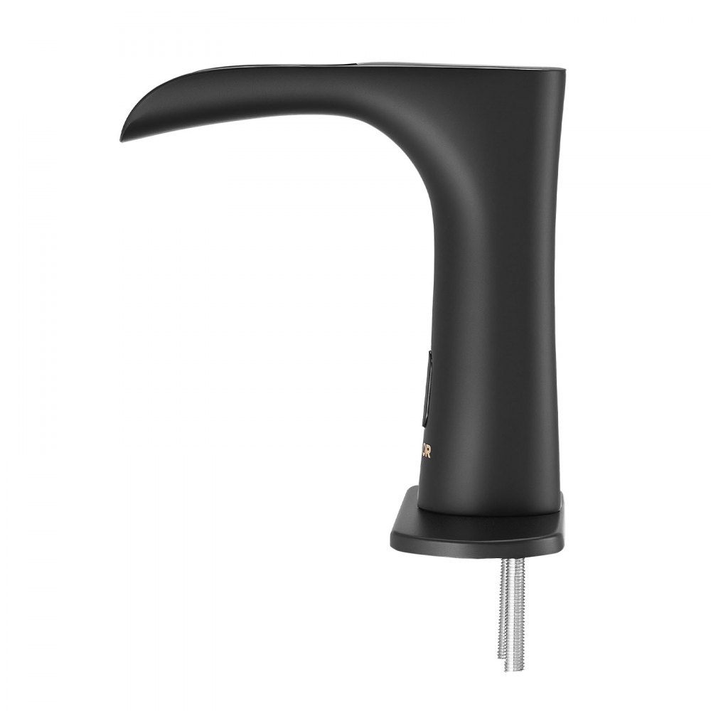 VEVOR Touchless Bathroom Sink Faucet, Automatic Motion Sensor Waterfall Restroom Toilet Faucet with Hole Cover Plate, Modern Electronic Sensor Hot/Cold Water for 14.3mm Pipe Commercial,Matte Black